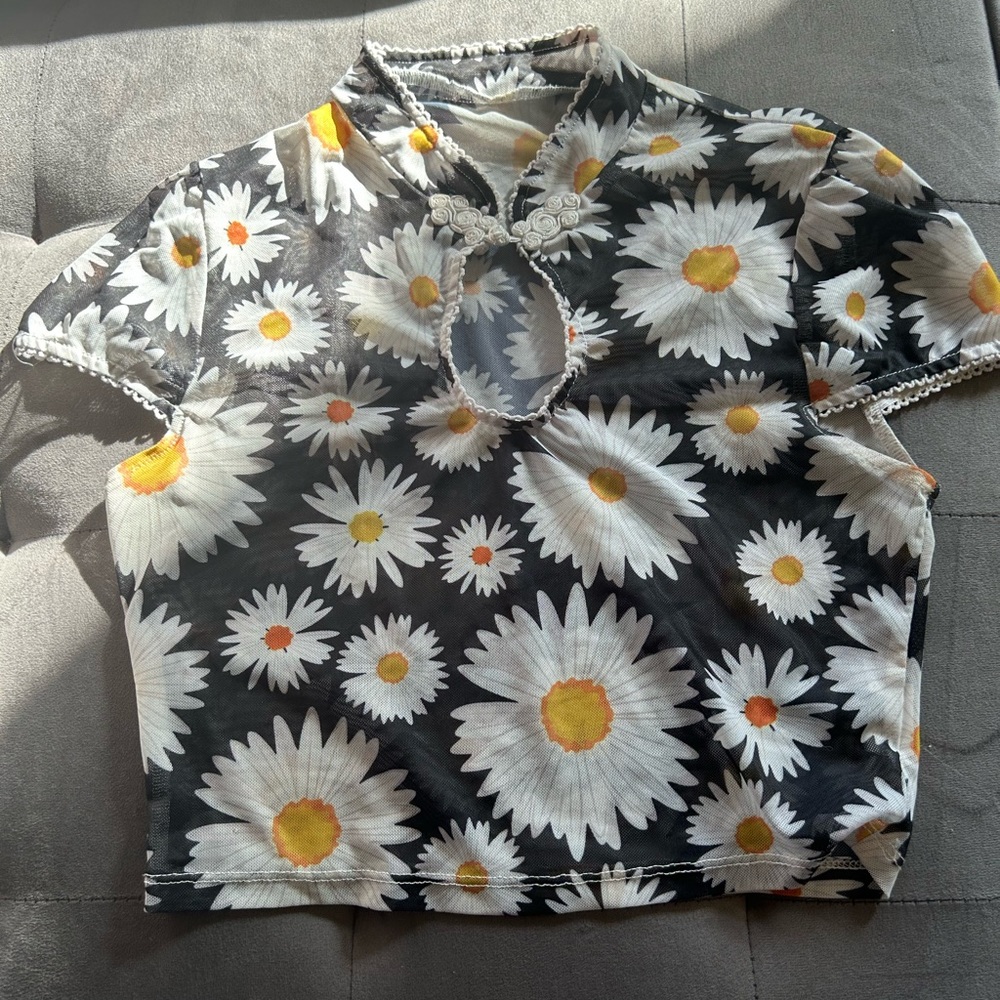 Floral Oriental Mesh Top